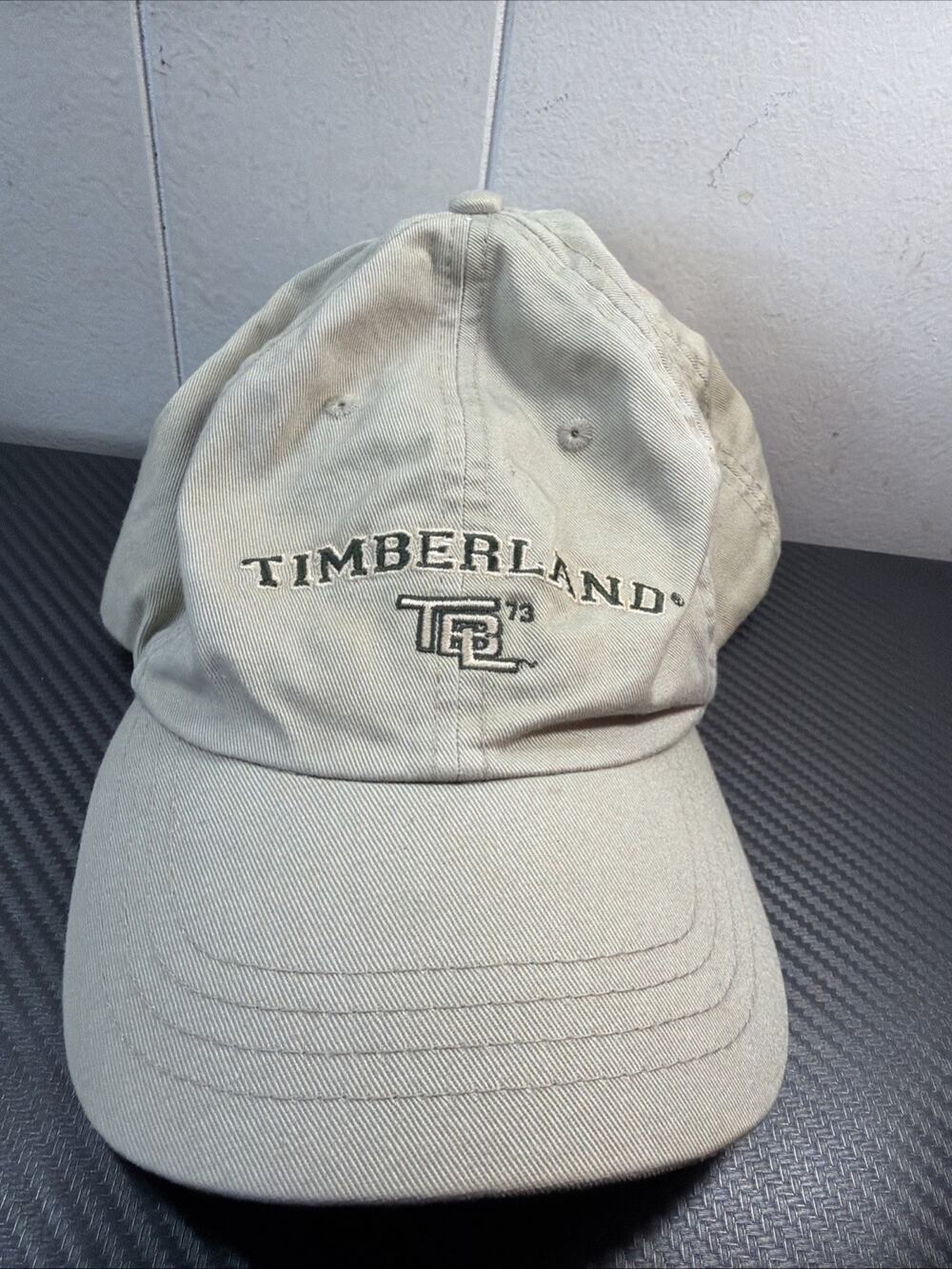 Vintage 90's Timberland Logo Black Baseball Cap Adjustable Hat Cotton R2